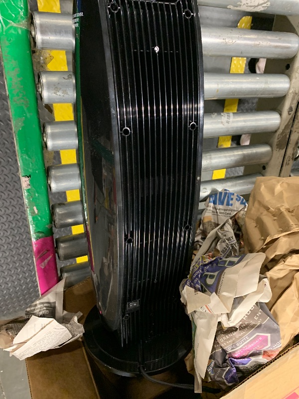 Photo 1 of Amazon Basics Oscillating Tower Heater, With Digital Display, Remote Control, Timer, Over-Heat and Tip-Over Protection, Room Temperature Sensor, 2 Heat Settings, 1500W, Black, 8.6"D x 8.6"W x 23"H. 