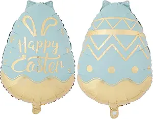 Photo 1 of 2Pcs Large 21.25 Inch Easter Eggs Balloons for Decorations - Blue Easter Eggs Designs Balloons for Home Baby Shower, Birthday, Happy Themed Decorations Supplies