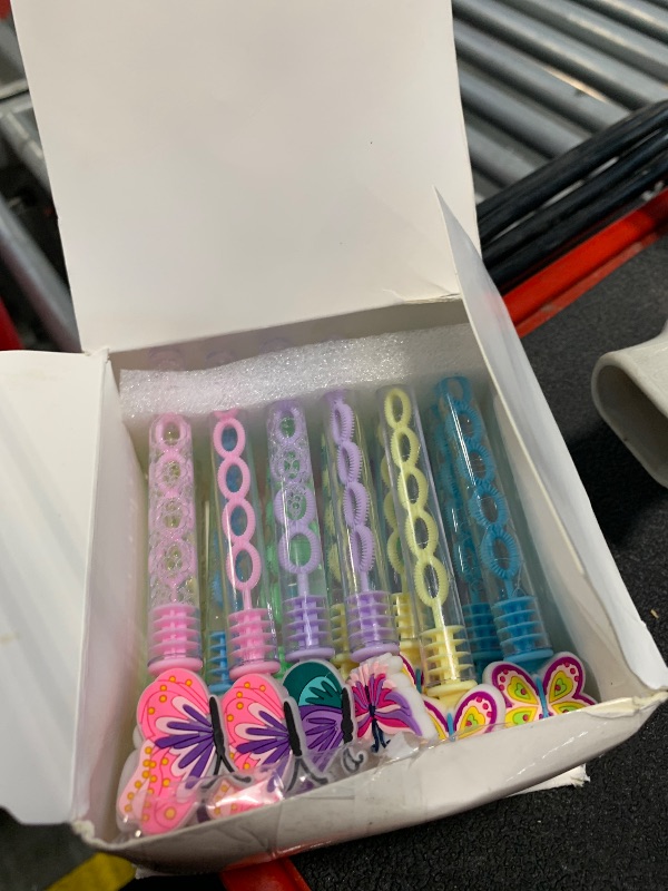 Photo 1 of 24 Packs Mini Bubble Butterfly Wands Birthday Party Favors for Kids, School Kids Theme Party Supplies,Goodie Bags Stuffers,School Classroom Students Prizes