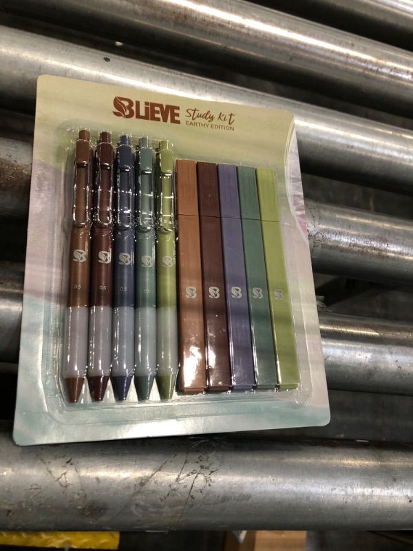 Photo 1 of BLIEVE - Aesthetic Highlighters and Gel Pens With Soft Ink And Tip, Bible Highlighters and Pens No Bleed, Dry Fast Easy to Hold, for Bible Journaling Planner Notes School (Earthy, Multicolor)