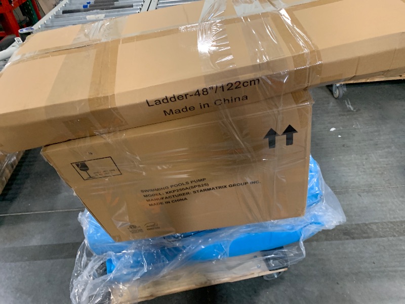Photo 1 of ****AS IS/ NO RETURNS - SALE FINAL, MULTIPLE BOXES***** PLASTIC POOL SET, POOL, PUMP, AND LADDER - UNKNOWN SIZE OR FUNCTIONALITY