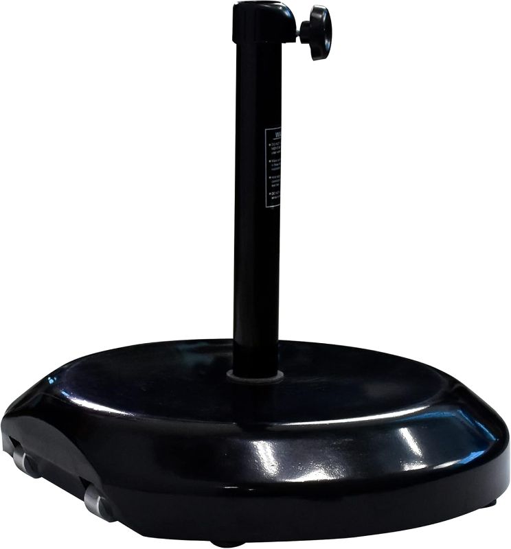 Photo 1 of California Umbrella 75lbs, Round Concrete Weighted Powdercoated Steel Umbrella Base with Wheels, Black Frame