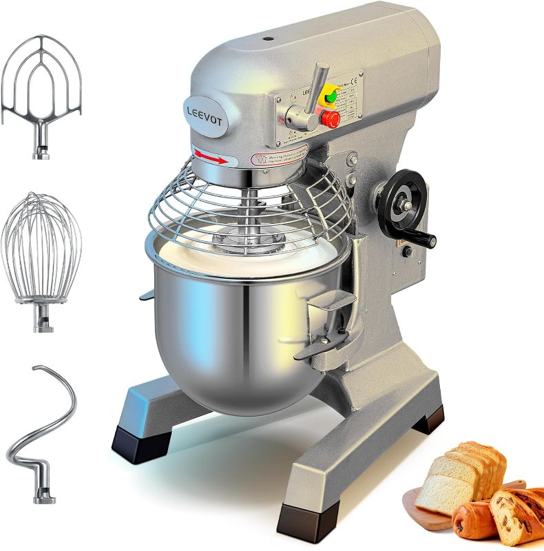 Photo 1 of 10Qt Commercial Food Mixer with Timing Function,500W Commercial stand mixer 3-Speed Adjustable,Electric Heavy Duty Dough Mixer with Stainless Steel Bowl for Bakery Pizzeria
