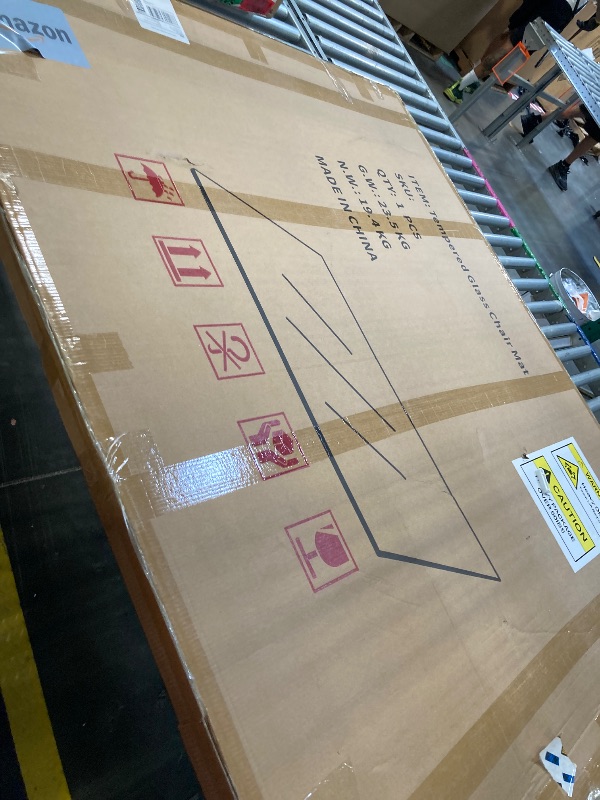 Photo 1 of [Tempered Glass] 46" x 55" Glass Chair Mat, Heavy Duty Hard Floor Mat with Round Corner and Polished Edge, Office Chair Mat for Carpet Office Home Hardwood Floor Desk