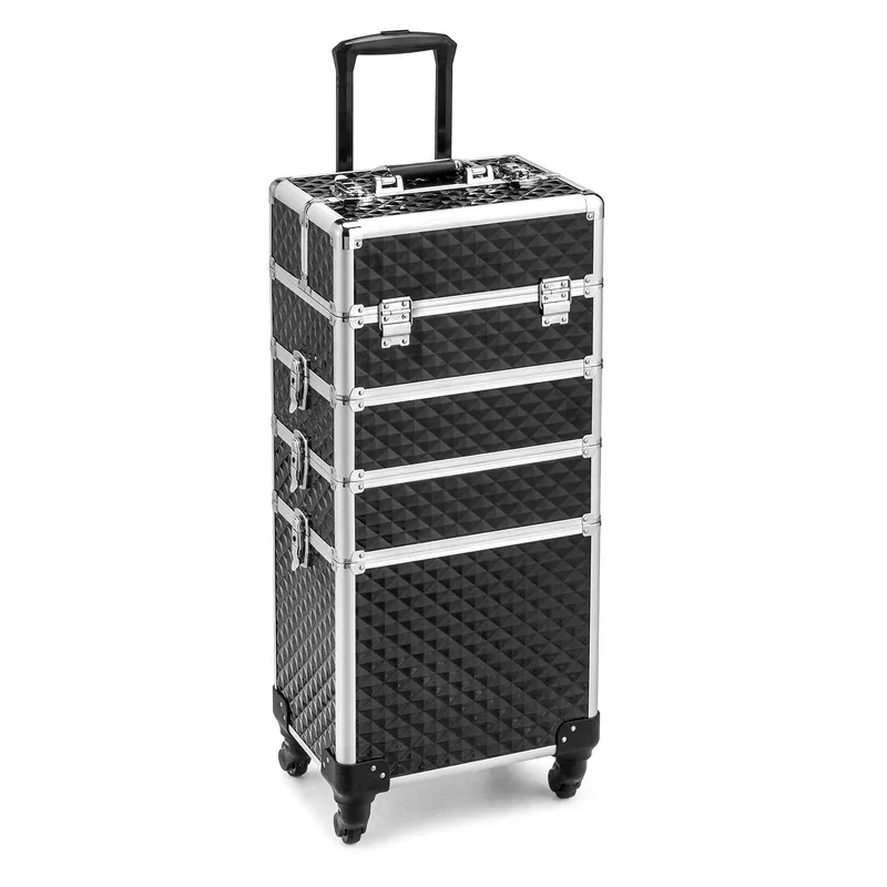 Photo 1 of **SIMILAR ITEMS** OmySalon 4-in-1 Aluminum Lockable Rolling Makeup Train Case