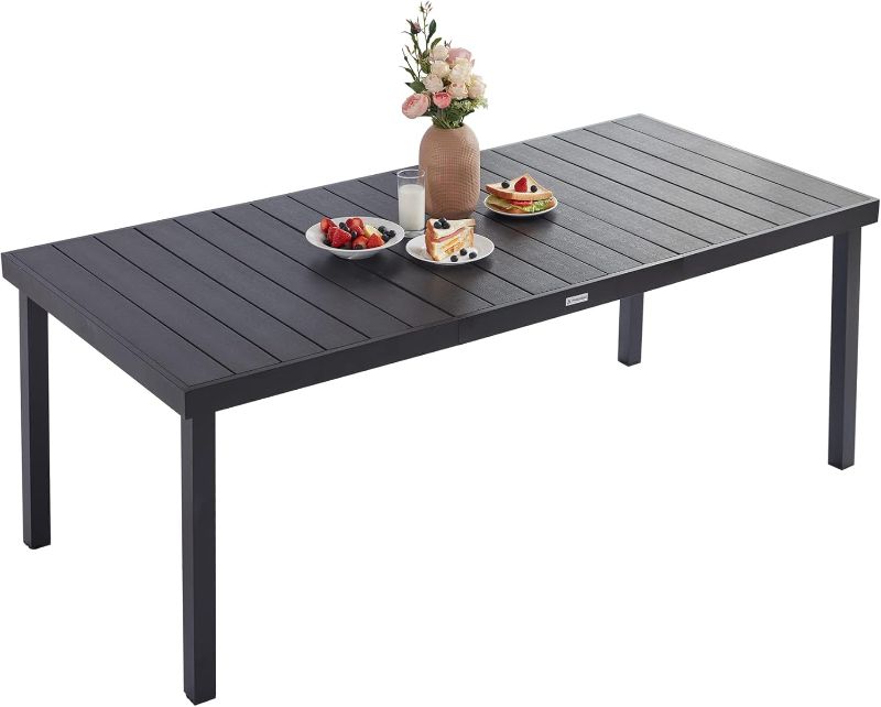 Photo 1 of ***SIMILAR ITEM***Outdoor Dining Table for 8, 75"x35" Patio Aluminum Metal Slatted Table, Large Rectangular Black Table for Deck,Backyard,Lawn,Garden,Porches,Poolside