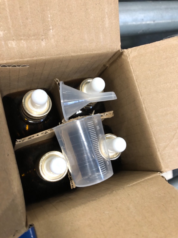 Photo 1 of 4 pack,amber glass dropper bottles 3.4 oz,100 ml dark empty tincture bottles with dropper,alcohol,hair oil bottle,perfume,essentia,small,eye,droppers for oils,medicine,pipette,drip drop (amber)