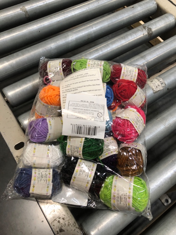 Photo 1 of 20 Acrylic Yarn Skeins - 438 Yards Multicolored Yarn in Total – Great Crochet and Knitting Starter Kit for Colorful Craft – Assorted Colors