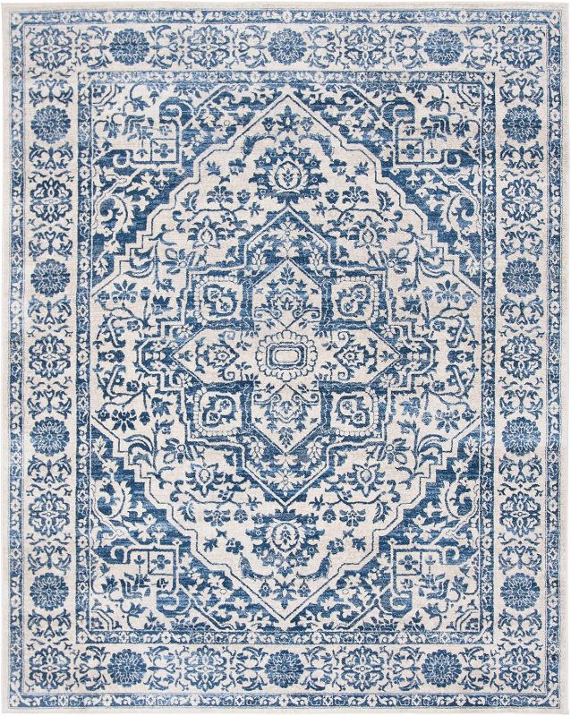 Photo 1 of 
SAFAVIEH Brentwood Collection Area Rug - 8' x 10', Navy & Light Grey, Medallion Distressed Design, Non-Shedding & Easy Care, Ideal for High Traffic Areas in Living Room, Bedroom 8x10