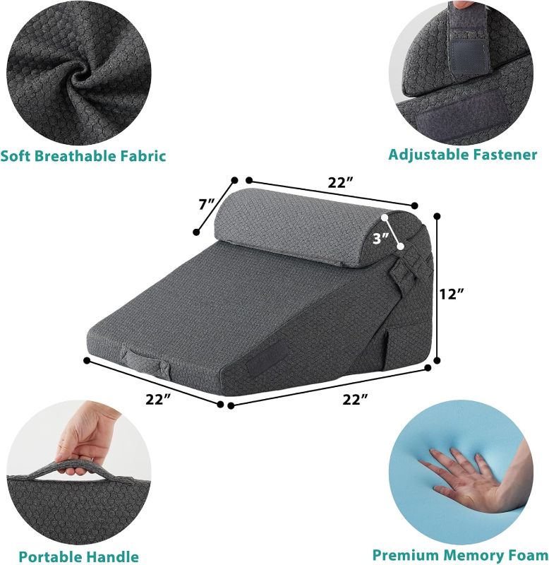 Photo 1 of  Orthopedic Bed Wedge Pillow Set, Foam Wedge Pillow Post Surgery for Back