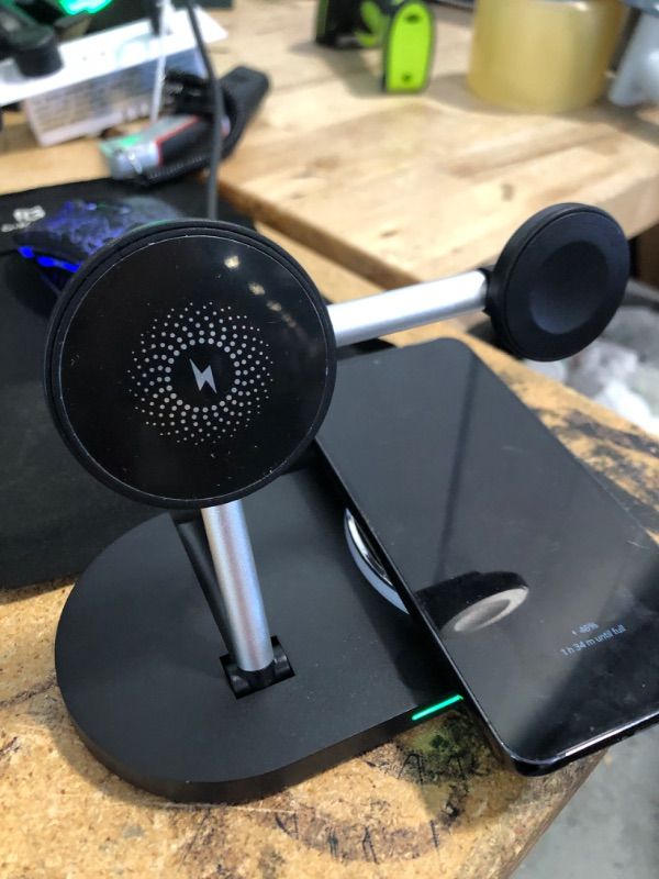 Photo 1 of 3 in 1 Cell Phone Wireless Chargers,Charging Station for Multiple Devices Apple,Fast Wireless Charger Stand for iPhone 14/13/12/11/Pro/Max,for Apple Watch,for AirPods(Black)