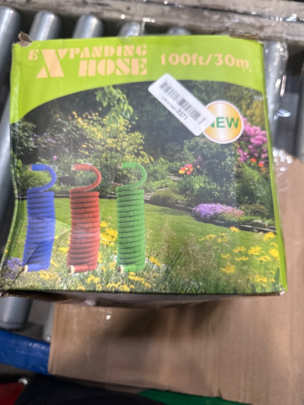 Photo 1 of 100 ft Expandable Garden Hose - 2025 New Kink Free Flexible Water Hose 100ft with 10 Pattern Spray Nozzle, 3/4 Solid Brass Connectors, Retractable Latex Core - Lightweight Expanding Hose
