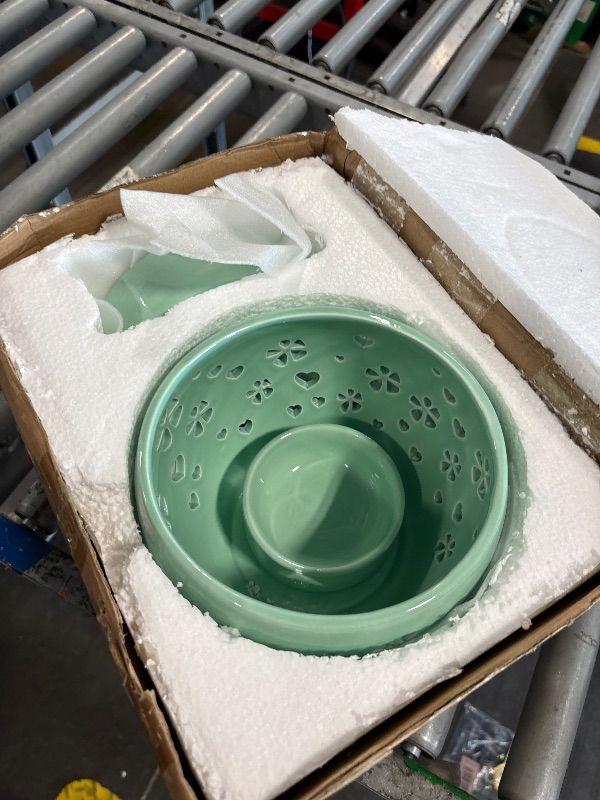 Photo 1 of 2 pcs Orchid Pots with Holes 7.7+5.4inch Size Set Self Watering Ceramic Orchid Pot Breathable Slotted Planter Pot for Orchid Care and Root Health Orchid Planting Machine with Drainage Green