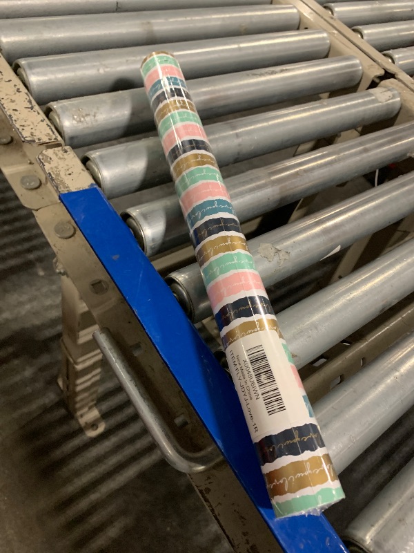 Photo 1 of Flyhill Colorful Striped with I love you Wrapping Paper Roll with Gridlines-Luxury Metallic Foil Letterings Design for Birthday,Wedding,Engagement,Bridal Shower-17in X 32.8ft-46.8sqft