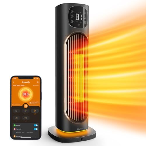 Photo 1 of Govee Smart Space Heater for Indoor Use, 1500W Ceramic Tower Heater with Thermostat APP&Voice Control, Quiet Portable Electric Heater with RGB Night Light for Large Rooms, Bedroom, Office
