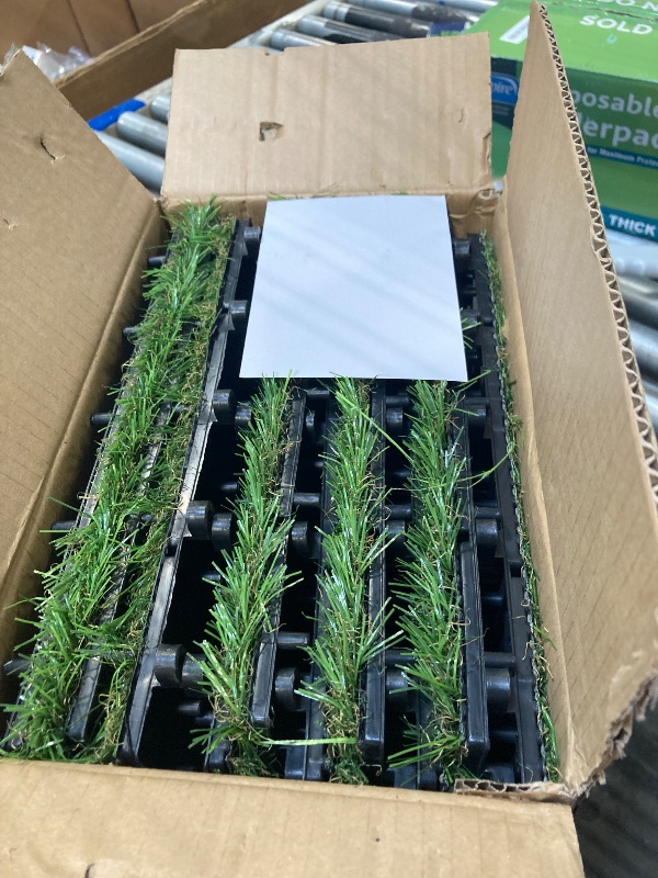 Photo 1 of VICTORY RELAX Artificial Grass Turf Tiles Interlocking Set 10 Pieces, Fake Grass Tiles Self-draining for Pet Indoor/Outdoor Flooring Decor,11.8x11.8 inches