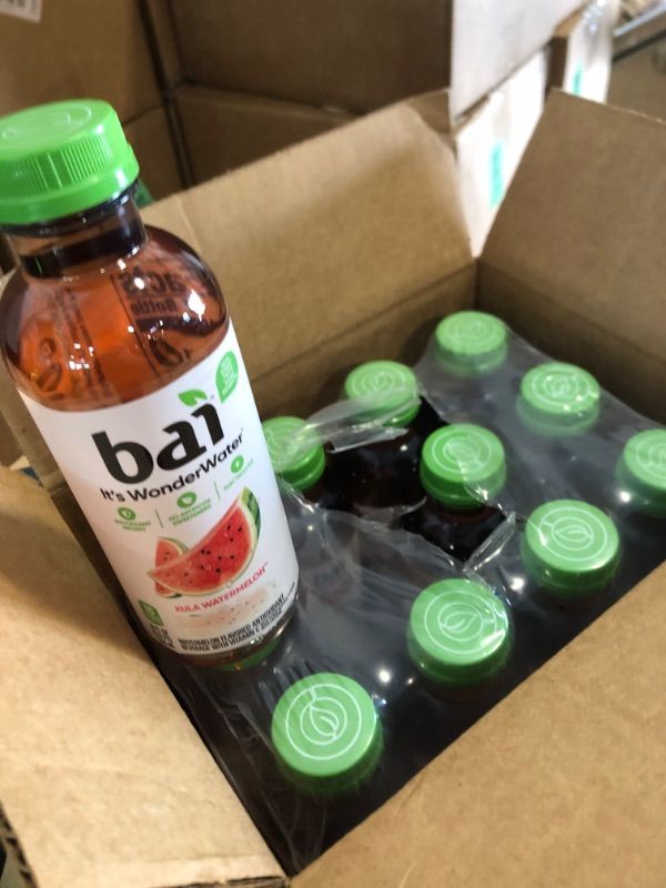 Photo 1 of Bai Antioxidant Infused Water Beverage, Kula Watermelon, with Vitamin C and No Artificial Sweeteners, 18 Fluid Ounce Bottle, 12 Pack exp 04/26/25