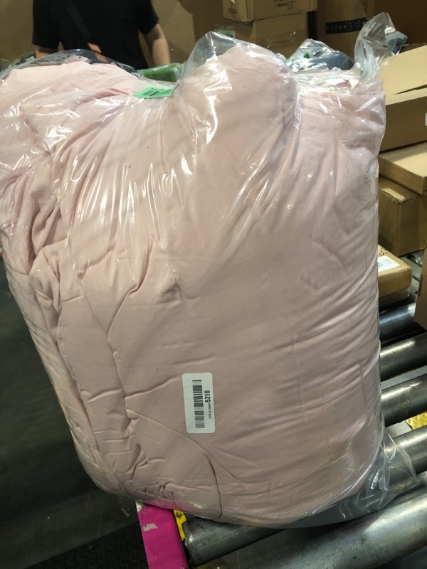 Photo 1 of ALEISSEL Blush Pink Comforter Set King Seersucker Design with Ruffled Edges, Ultra-Soft Blush Pink Bedding Set King Size 3 Piece Set, Down Alternative Light Weight Comforter Set(Blush Pink,104"x90")