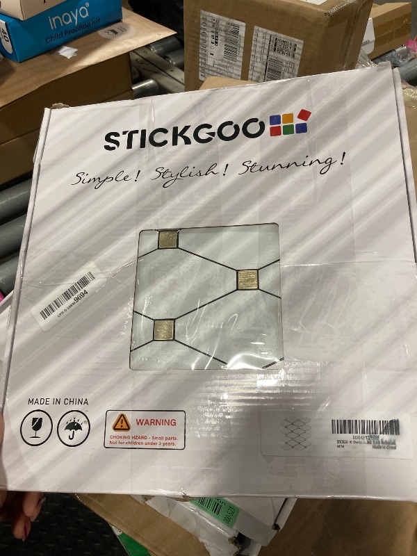 Photo 1 of STICKGOO 10 Sheets Peel and Stick Backsplash, Pure White Marble Look PVC Mixed Metal Gold Kitchen Backsplash, Stick on Backsplash Wall Tiles for Kitchen, Bathroom, RV