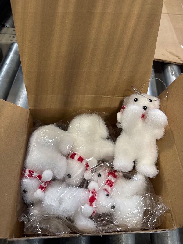 Photo 1 of  Santa Polar Bear Ornaments - Festive Holiday Bear Christmas Tree Ornaments - Christmas Tree Decorations for Festival Wedding Party Decoration 4.3"×2.6"(Crooked head Bear)-A