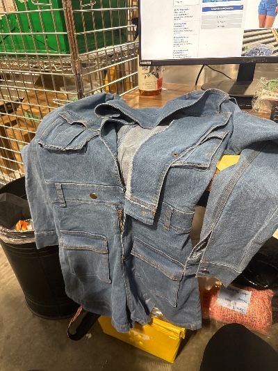 Photo 1 of ***SIZE UNKNOWN/NO TAG***SheKiss Womens Casual Long Sleeve Cargo Denim Rompers Button Zipper Closure Stretch Short Jumpsuits with Pockets (LARGE MAYBE???)