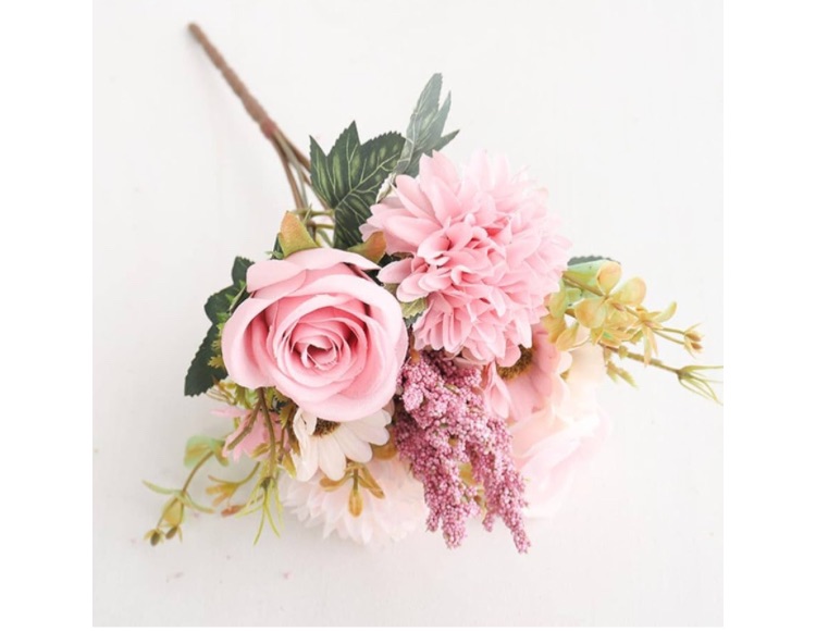 Photo 1 of Autumn Silk Artificial Flowers Rose Wedding Home Decoration Daisy Bouquet Christmas Party Hotel Arrangement-Oranje Coffee (Roze Oen Size)