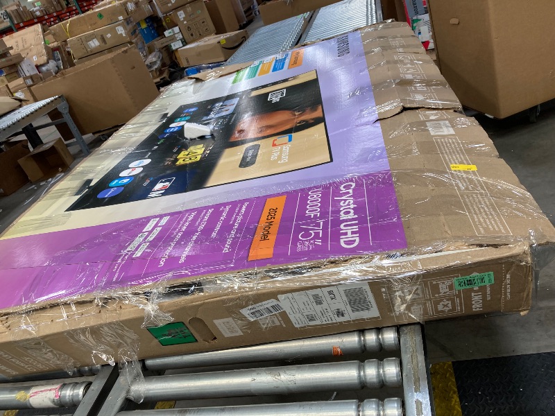Photo 1 of ***(MISSING POWER CORDS, SELLING AS IS***SOME SCUFFS/SCRATCHES, BOX RIPPED/TORN)***Samsung 75-Inch Class Crystal UHD U8000F 4K Smart TV (2025 Model) Endless Free Content, Crystal Processor 4K, MetalStream Design, Knox Security, Alexa Built-in ***(MISSING 