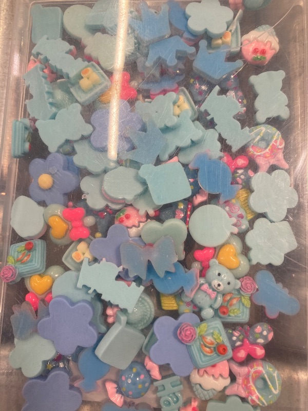 Photo 1 of 120Pcs Blue Slime Charms, Resin Flat Back Candy Charms Set, Ornament Scrapbooking DIY Crafts