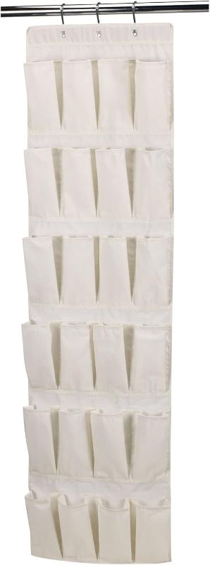 Photo 1 of **MISSING THE HOOKS**Household Essentials Over The Door 24 Packet Shoe Storage Organizer, Natural Canvas