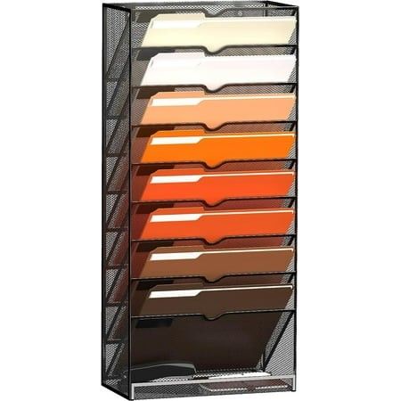 Photo 1 of 10-Tier Desktop Organizer Hanging Wall File Holder for Papers Wall File Folder Magazine Organization Great for Office Home Black
