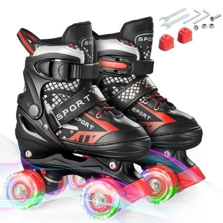 Photo 1 of ****USED******Bvivok Roller Skates for Boys Adjustable 4 Sizes with Light up Wheels Black M:2.5-6.5
