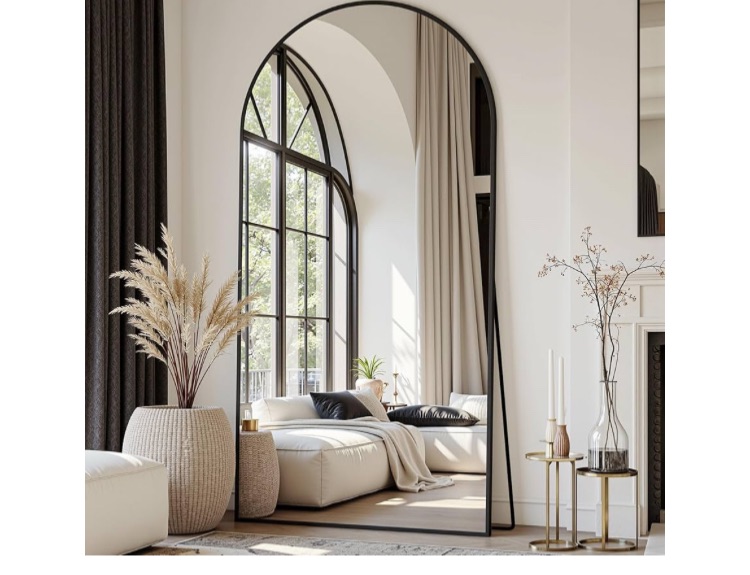 Photo 1 of ******USED***Floor Mirror Freestanding, Floor Standing Full Body Mirror with Stand for Bedroom, Hanging Mounted for Living Room Cloakroom, Black