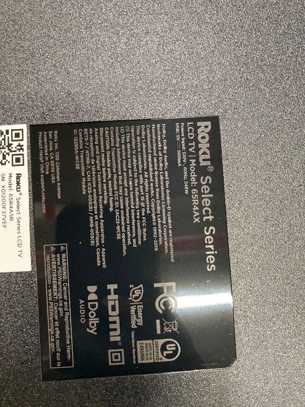 Photo 1 of ****** it has a broken screen
*****************************Roku Smart TV – 65-Inch Select Series 4K HDR RokuTV with Roku Enhanced Voice Remote, Brilliant 4K Picture, Automatic Brightness, & Seamless Streaming – Live Local News, Sports, Family Entertainmen