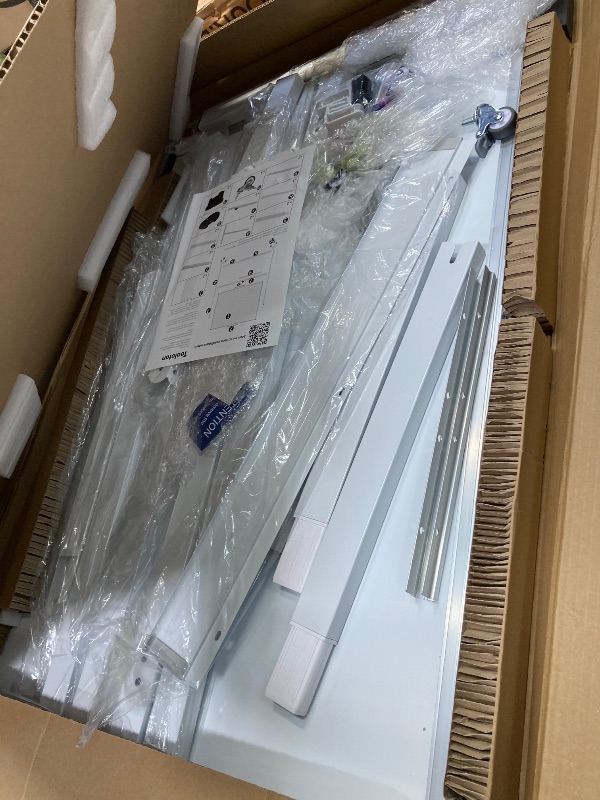 Photo 1 of ***(DAMAGE /SOME DENTS IN WHITEBOARD)*** 
Tooloton Large Rolling Whiteboard on Wheels, 48 x 36 Inches with Stand, 4' x 3' Magnetic Dry Erase Board Easel
