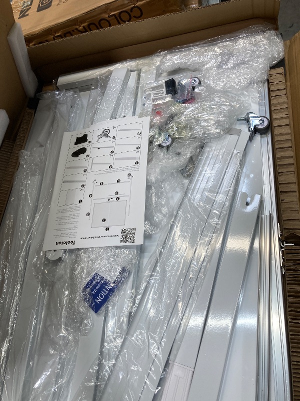 Photo 1 of ***(DAMAGE /SOME DENTS IN WHITEBOARD)*** 
Tooloton Large Rolling Whiteboard on Wheels, 48 x 36 Inches with Stand, 4' x 3' Magnetic Dry Erase Board Easel
