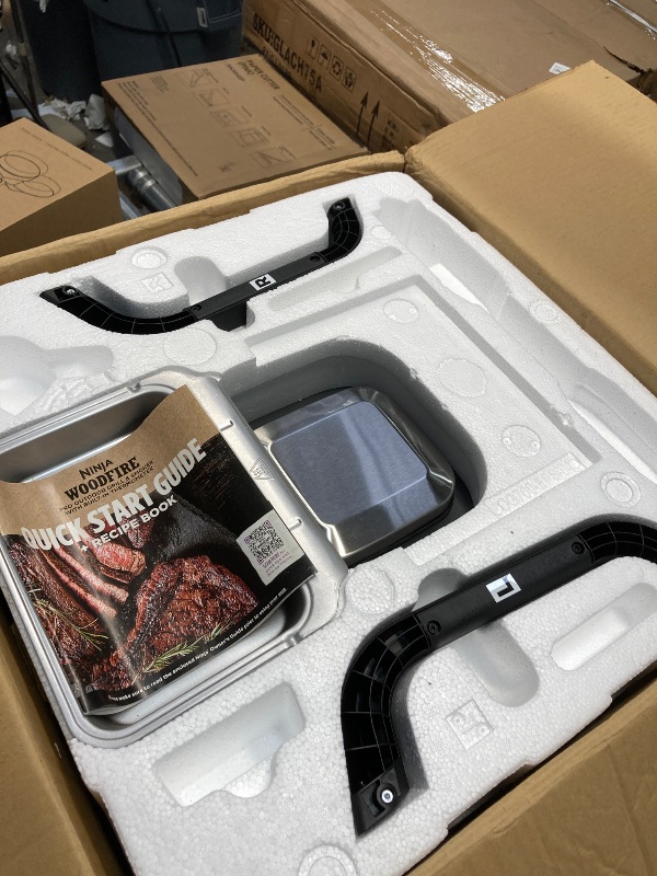 Photo 1 of ***USED****Ninja OG751 Woodfire Pro Outdoor Grill Built-In Thermometer,7-in-1 Master Grill,BBQ Smoker,& Outdoor Air Fryer Plus Bake,Roast,Dehydrate & Broil,Woodfire Technology,Weather-Resistant,Grey XL