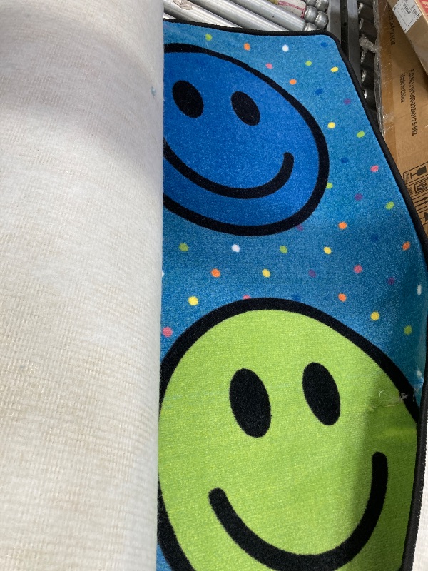 Photo 1 of ***used/minor damage****Flagship Carpets Smiley Seating (Seats 24) Classroom Area Rug or Educational Learning Mat, Carpet for Kids Room, Seating Rug or Playroom Carpet, 7'6'' x 12', Blue
