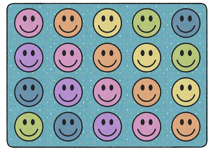 Photo 1 of ***used/minor damage****Flagship Carpets Smiley Seating (Seats 24) Classroom Area Rug or Educational Learning Mat, Carpet for Kids Room, Seating Rug or Playroom Carpet, 7'6'' x 12', Blue
