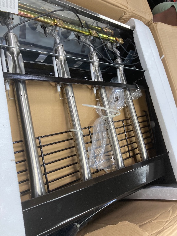 Photo 1 of ***(SOME DENTS, SCUFFS/SCRATCHES, BOX RIPPED/TORN)***
, Royal Gourmet 4-Burner Propane Gas Grill with Warming Rack, Outdoor BBQ Grill with 34,000 BTUs Output for Patio Garden Barbecue Grilling, Black & Silver