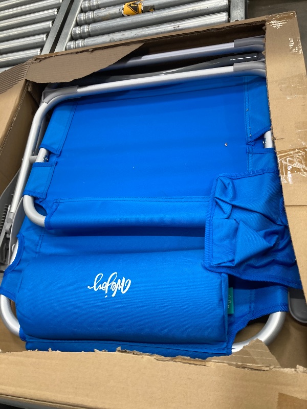 Photo 1 of #WEJOY Low Beach Chair Backpack Beach Chair 4-Position Reclining Lawn Chairs with Wooden Arms and Cooler Pouch Foldable Camping Chair Max Load 265
