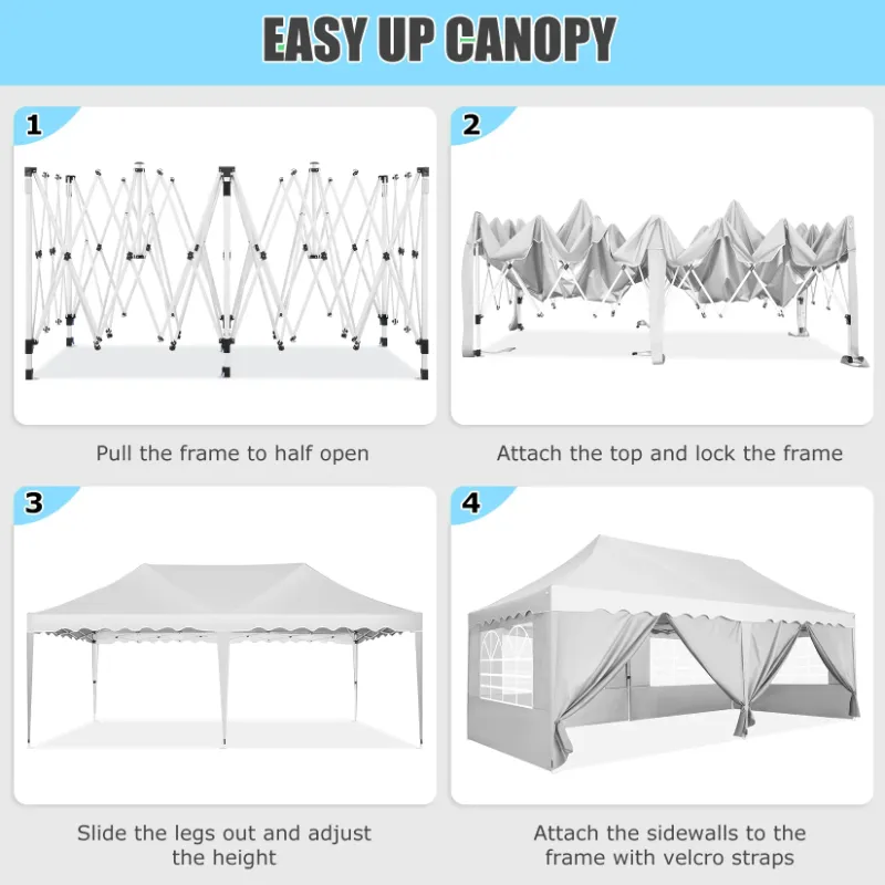 Photo 1 of ****** BASE ONLY***HOTEEL Canopy 10'x20' Pop Up Canopy Tent Heavy Duty Waterproof Adjustable Commercial Instant Canopy Outdoor Party Canopy Parties,Wedding,Outside Patio,Event,Backyard,White

