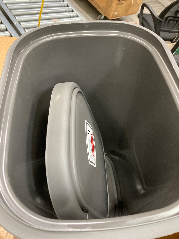 Photo 1 of *** USED***rubbermaid spring top trash can with lid 13 gallon gray plastic garbage bin for home