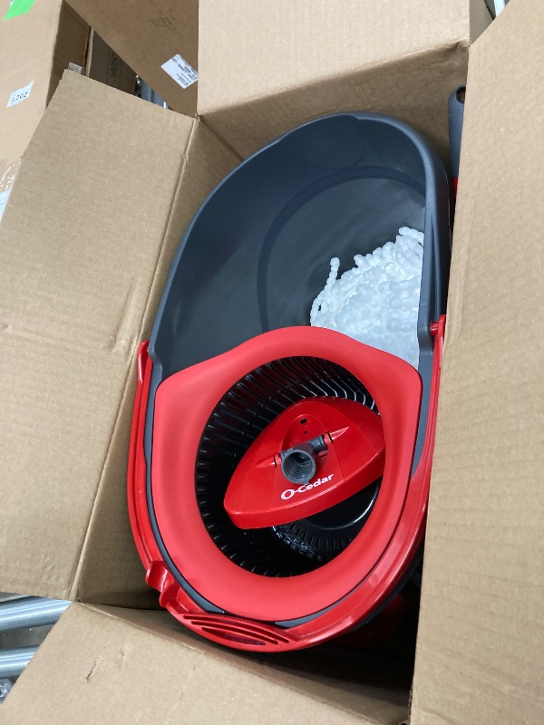 Photo 1 of ****USED****O-Cedar EasyWring Microfiber Spin Mop, Bucket Floor Cleaning System, Red, Gray, Standard