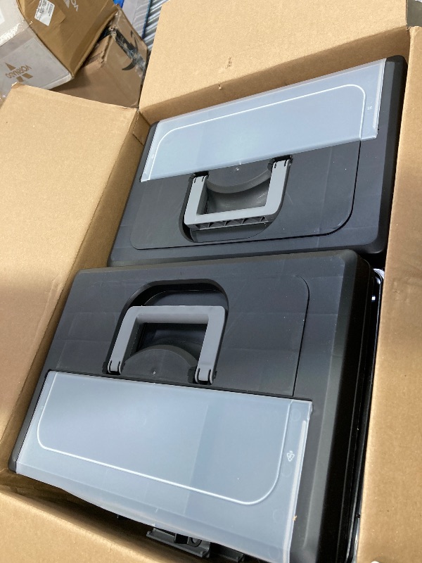 Photo 1 of **MISSING ONE***IRIS USA File Box with Lid File Organizer for Letter File w/ Organizer-Lid, Water Resistant Document Box, Plastic Mobile Filing Organizer, Secure Buckle, Portable Handle, Lockable, Black 4 Pack