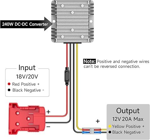 Photo 1 of 18V to 12V Voltage Converter, DC 17-55V to 12V 20A 240W Battery Powered Voltage Reducer Transformer with Built in Safety Protections for RC Car LED Light Power Tools