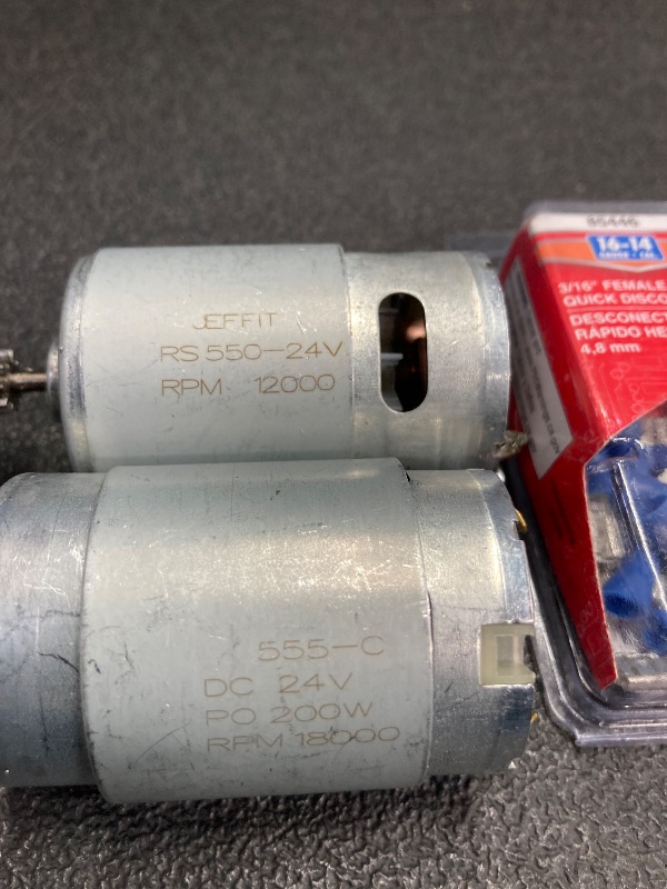 Photo 1 of ** Please see pictures below** 24V 555 12000RPM Electric Motor High Speed DC Drive Engine Upgrade for Ride On Car Replacement Parts SUV Truck Gearbox Motor Connect Accessories (2Pcs 24V 555 12000RPM)

