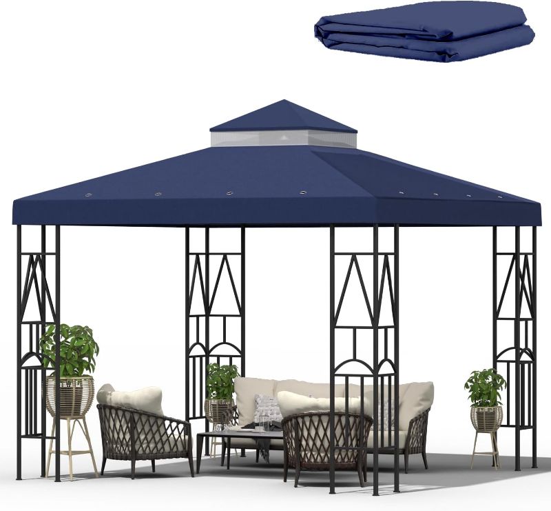 Photo 1 of 10x10 Double Tiered Canopy Replacement Top Navy Blue
