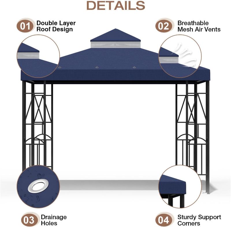 Photo 1 of 10x10 Double Tiered Canopy Replacement Top Navy Blue
