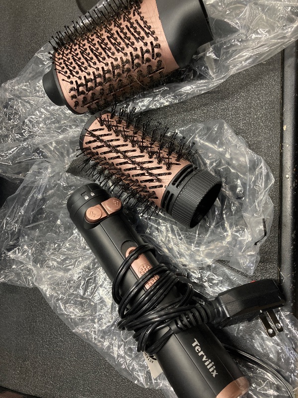 Photo 1 of **This item was previously used, there is hair still on the brushes which can be easily cleaned, see pictures**

Terviiix 4-in-1 Hot Air Rotating Blow Dryer Brush Kit – 1000W with Rotatable Round Brushes (2 Sizes), Oval Volumizer, and Diffuser – Ideal for