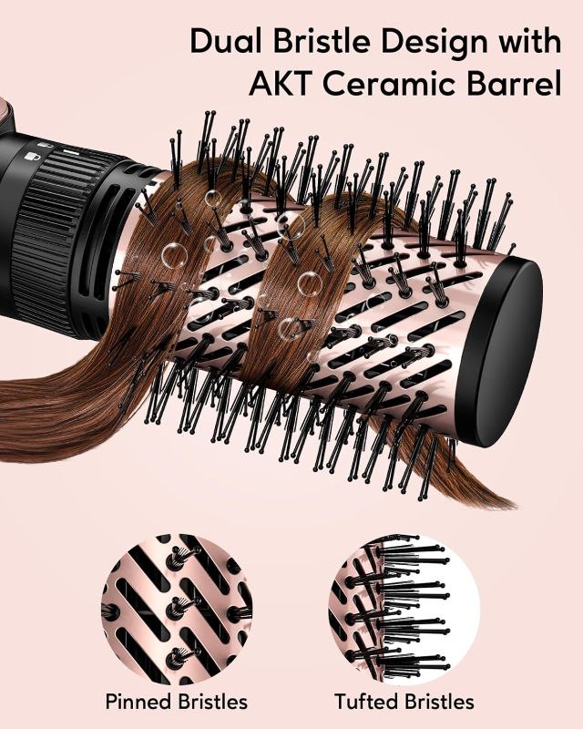 Photo 1 of **This item was previously used, there is hair still on the brushes which can be easily cleaned, see pictures**

Terviiix 4-in-1 Hot Air Rotating Blow Dryer Brush Kit – 1000W with Rotatable Round Brushes (2 Sizes), Oval Volumizer, and Diffuser – Ideal for